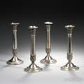 Assembled Set of Four Weighted Continental Silver Candlesticks