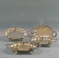 Set of Four Silverplated Shaped Footed Dishes