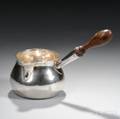 English Silver Warming Pot with Turned Wooden Handle
