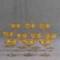 Set of Ten Gilt and Etched Glasses