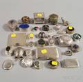 Large Group of Small Silver Pillboxes and Other Personal Items