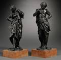 Pair of Patinated White Metal Figures