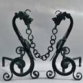 Pair of Wrought Iron Gargoyle Andirons