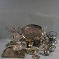 Large Group of Ornate Silverplated Tableware