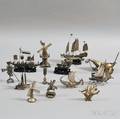 Thirteen Small Figural Mostly Silver Objects