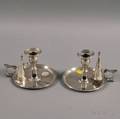 Pair of English Silver Chambersticks with Snuffers
