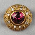 18kt Gold Garnet and Diamond Brooch Alex Sepkus