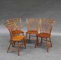 Set of Four Bambooturned Birdcage Windsor Side Chairs