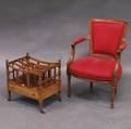 George IIIstyle Bleached Mahogany Canterbury and a Carved Walnut Fauteuil