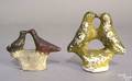 Pair of chalkware kissing lovebirds 19th c