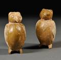 Pair of Terracotta Owlshaped Covered Containers