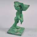 Greenpainted Frankarttype Cast Metal Workman Figural Cigarette Holder