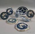 Three Pieces of Blue and Whitepainted Chinese Export Tablewear