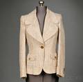 Burberry White and Taupe Silk Tweed Jacket