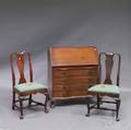 Pair of Queen Anne Mahogany Side Chairs and a Chippendalestyle Slantlid Desk