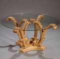 Carved Wood and Glass Center Table