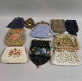 Ten Beaded Silk Embroidered Wool and Mesh Purses and Reticules