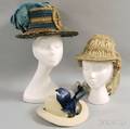Two Antique Ladys Hats and a Bonnet