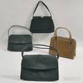 Four Leather and Woven Straw Handbags