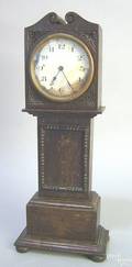 Miniature oak tall case clock