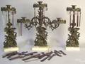 Cast and marble 3arm candelabra