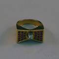 Retro 14kt Gold Ruby and Diamond Bow Ring