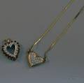 Two 14kt Gold Gemset Heart Pendants