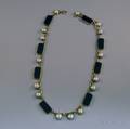 Gold Onyx and Split Pearl Necklace