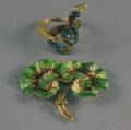 Two 14kt Gold and Enamel Jewelry Items