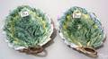 Pair of Pennsylvania Etruscan majolica oak leaf bread trays