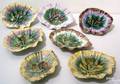 Pair of Pennsylvania majolica begonia leaf trays