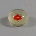 Art Glass Paperweight with Central Red Flower