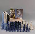 Fortythree Wedgwood Chess Pieces and Nineteen Wedgwood Reference Books