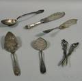 Six Sterling Silver and Silverplated Flatware Serving Items