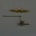 Two 14kt Gold Gemset Pins