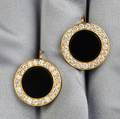 18kt Gold Onyx and Diamond Earpendants