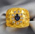 High Karat Gold Sapphire and Diamond Ring