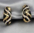 18kt Gold Onyx and Diamond Earclips