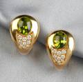 18kt Gold Peridot and Diamond Earclips Mauboussin