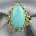 18kt Gold Turquoise and Diamond Ring