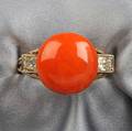 14kt Gold Coral and Diamond Ring