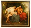 18th C Allegorical Oil w Satyr Putto  Venus