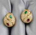 18kt Gold Gemset Earclips Hammerman Bros