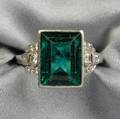 Art Deco Platinum Tourmaline and Diamond Ring