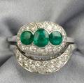 Platinum Emerald and Diamond Ring