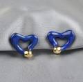18kt Gold and Lapis Open Heart Earclips Elsa Peretti Tiffany  Co