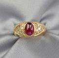 18kt Gold Cabochon Ruby and Diamond Ring