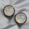 14kt Gold Catseye Moonstone and Sapphire Earclips
