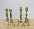 Two pair of brass andirons