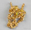 18kt Gold Color Treated Diamond and Diamond PendantBrooch Arthur King
